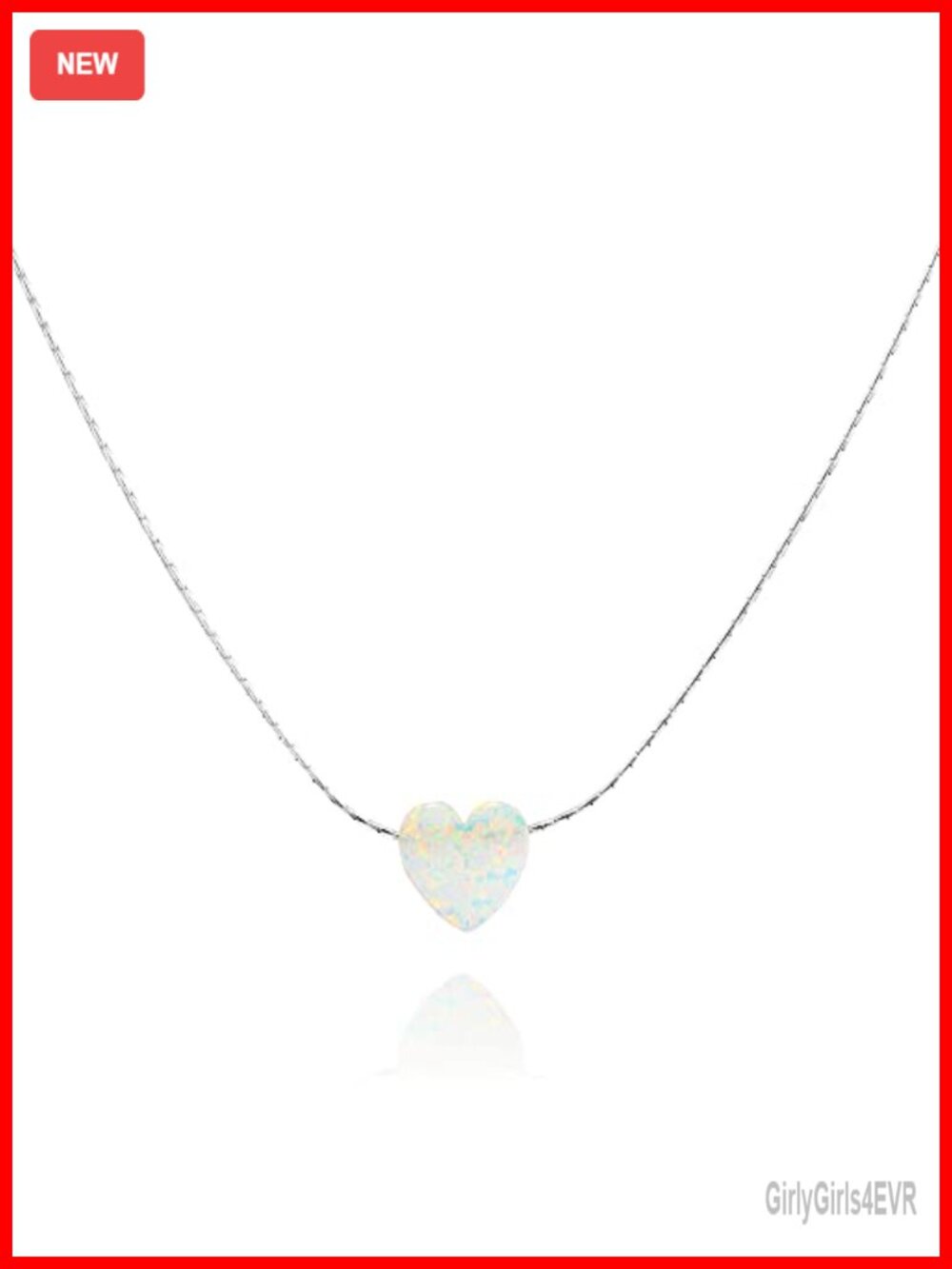 Opal Heart Choker Necklace Sterling Silver 925 Dainty Pendant Women
